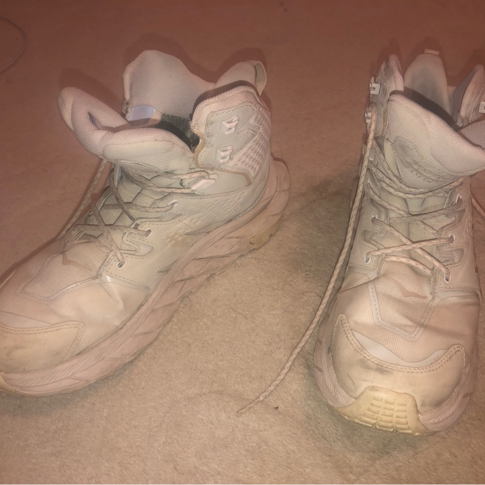 Hoka cream hiking boots